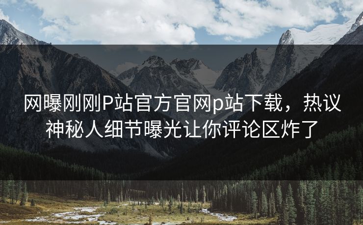 网曝刚刚P站官方官网p站下载，热议神秘人细节曝光让你评论区炸了