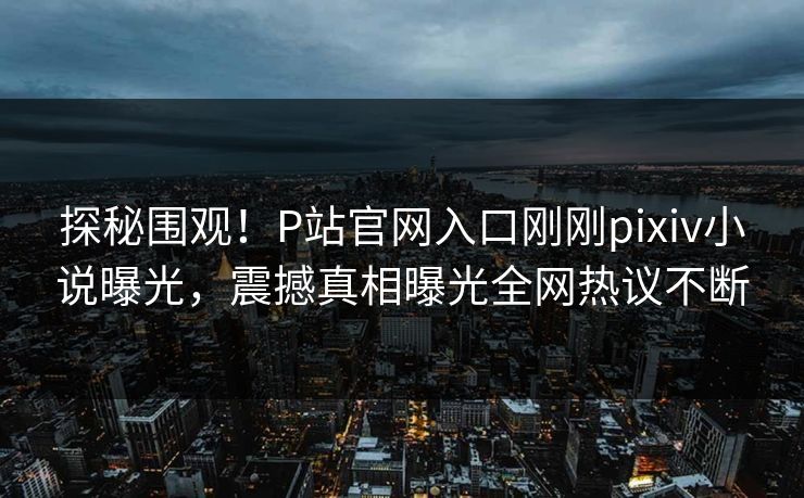 探秘围观！P站官网入口刚刚pixiv小说曝光，震撼真相曝光全网热议不断