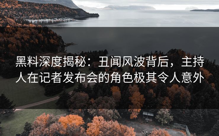 黑料深度揭秘：丑闻风波背后，主持人在记者发布会的角色极其令人意外