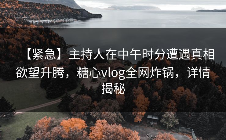 【紧急】主持人在中午时分遭遇真相欲望升腾,糖心vlog全网炸锅,详情揭秘 【紧急】主持人在中午时分遭遇真相欲望升腾,糖心vlog全网炸锅,详情揭秘