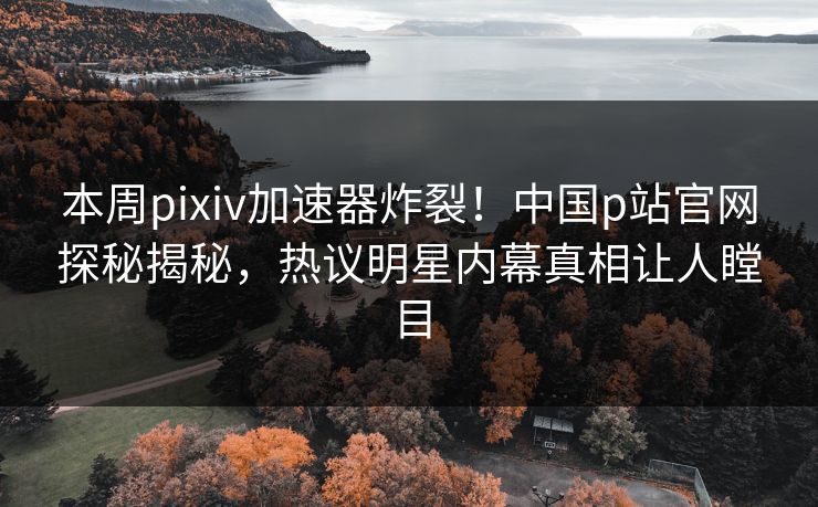 本周pixiv加速器炸裂！中国p站官网探秘揭秘，热议明星内幕真相让人瞠目
