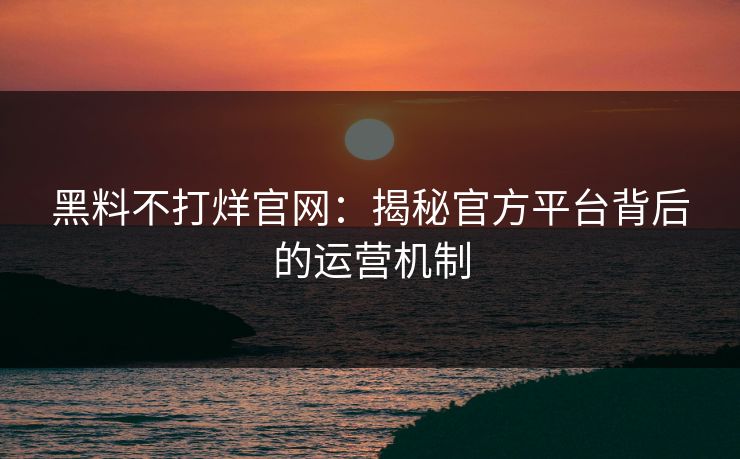 黑料不打烊官网:揭秘官方平台背后的运营机制 黑料不打烊官网:揭秘官方平台背后的运营机制